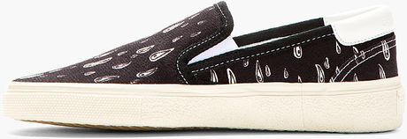 ladies black canvas slip on shoes