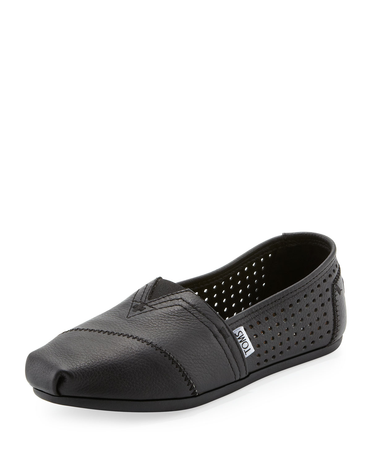 Toms Perforated Leather Slip On In Black Lyst