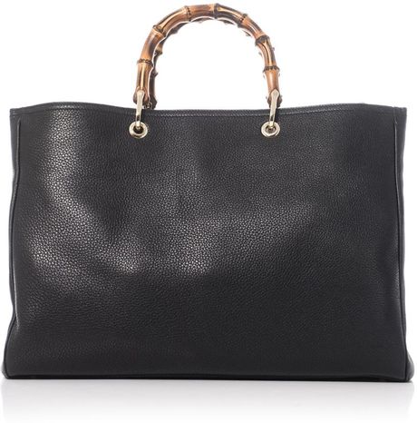 Gucci Bamboo Handle Tote in Black | Lyst