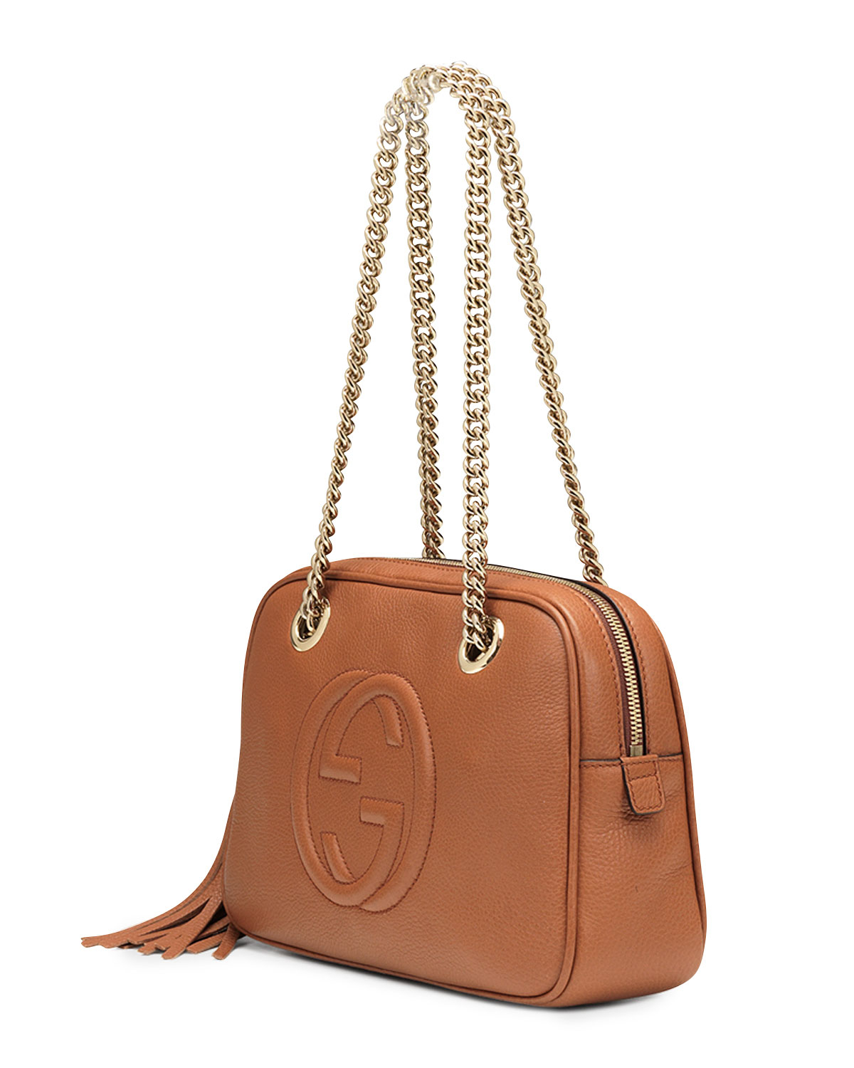Gucci Soho Leather Doublechainstrap Shoulder Bag in Brown (TAN) | Lyst