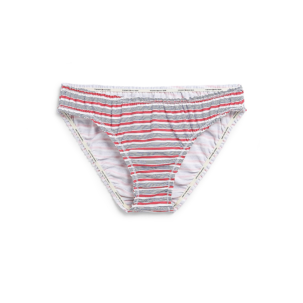 Tommy Hilfiger Ruched Bikini In Red Monte Stripe Lyst