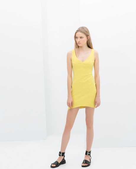 Zara Vneck Dress in Yellow