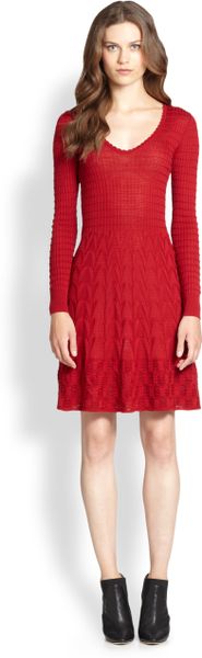M Missoni Classic Knit Dress in Red | Lyst