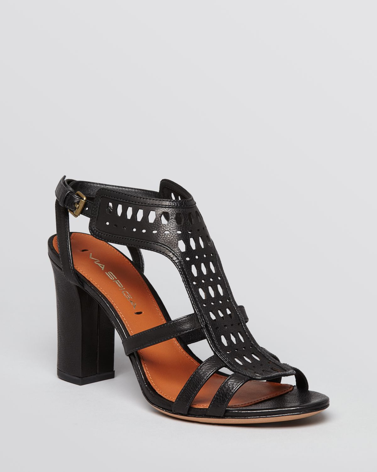 Via Spiga Sandals Fala Perforated Block Heel In Black Lyst