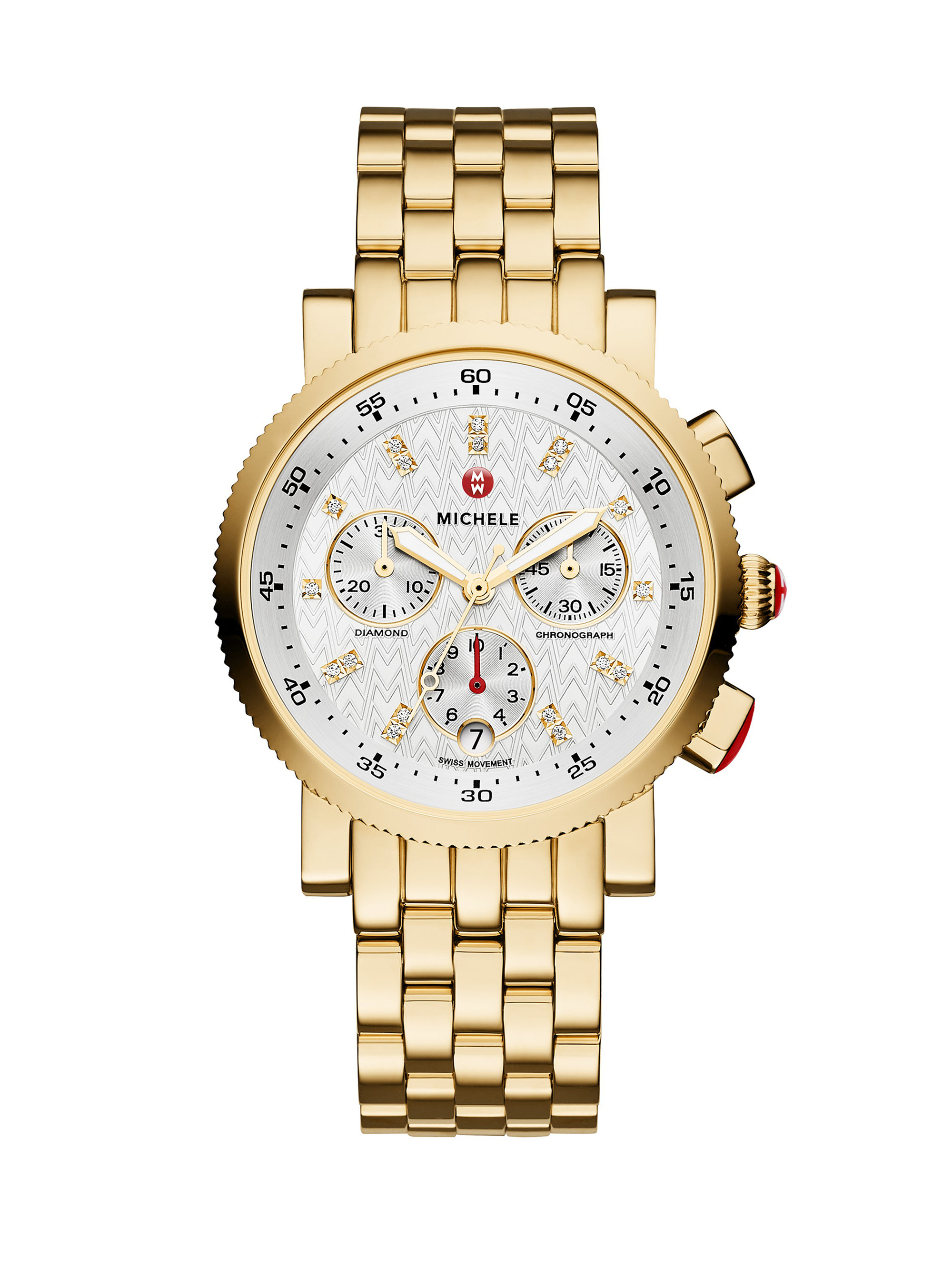 Michele Sport Sail Diamond K Goldplated Stainless Steel