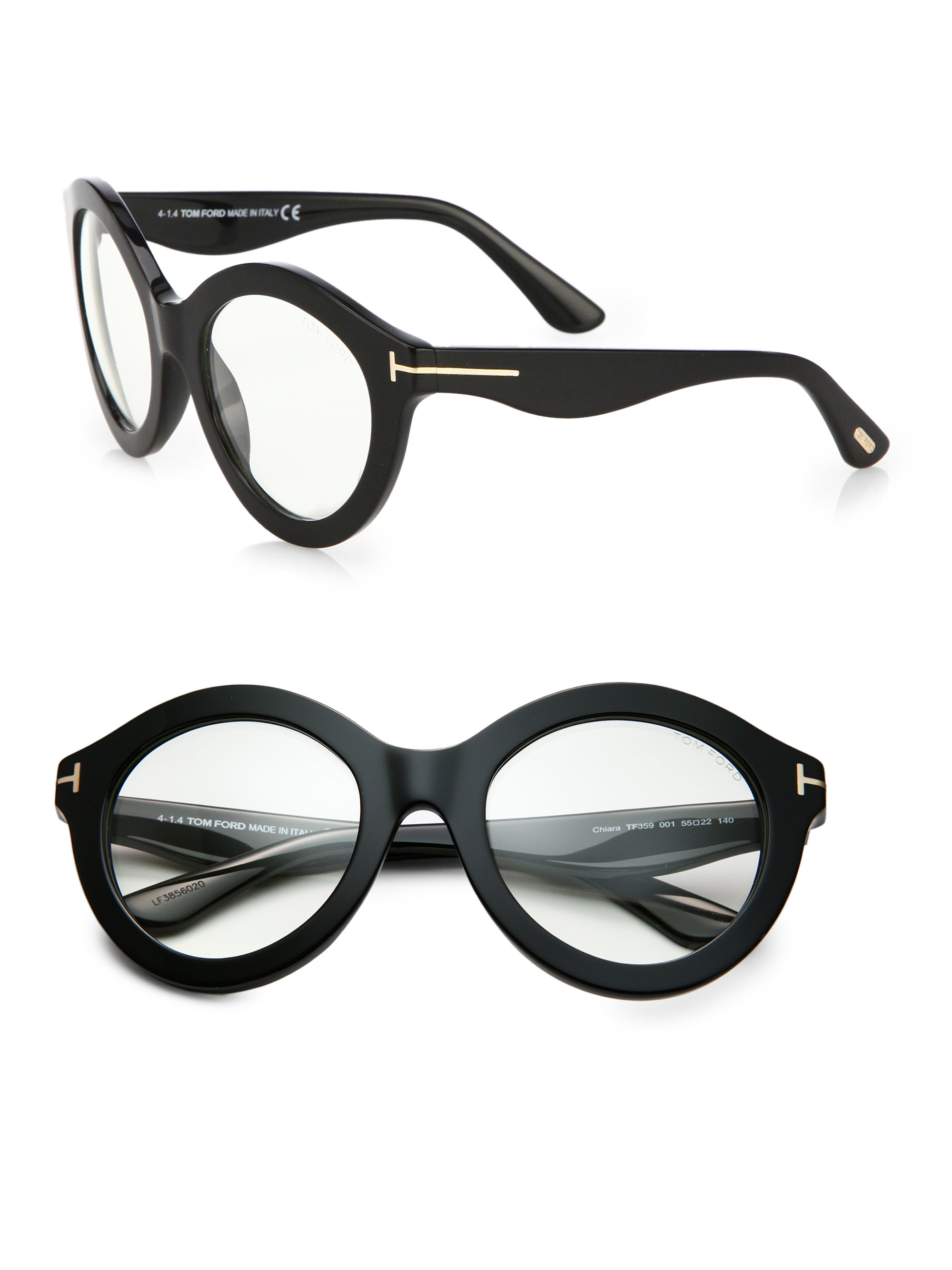 Tom Ford Exaggerated 55mm Round Optical Glasses In Black Lyst 