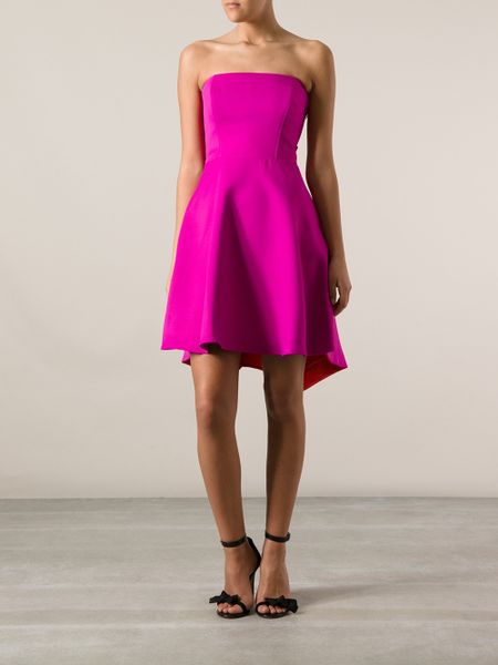 halston violet strapless crepe gown