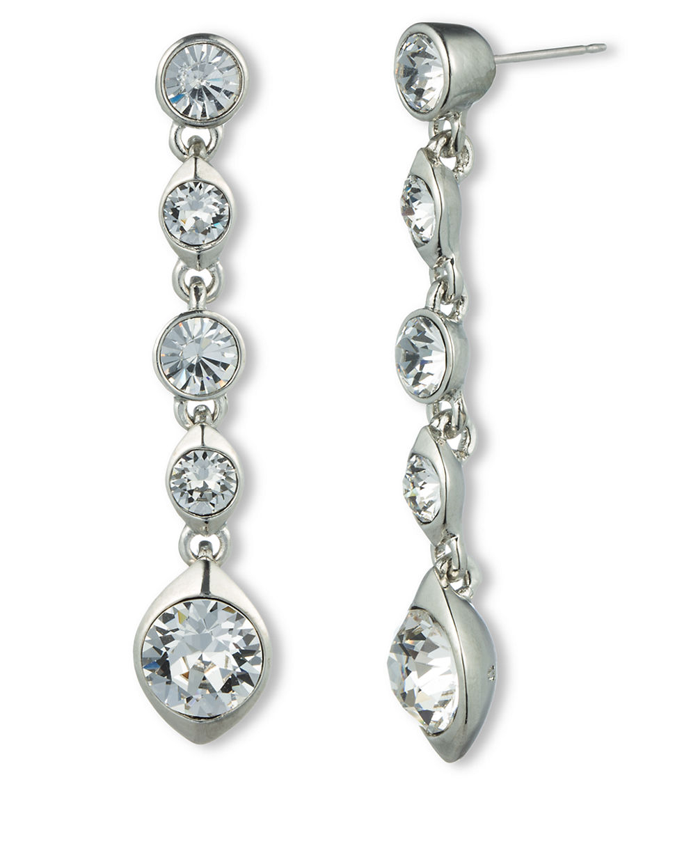 Givenchy Silvertone Swarovski Crystal Linear Drop Earrings in Silver Lyst