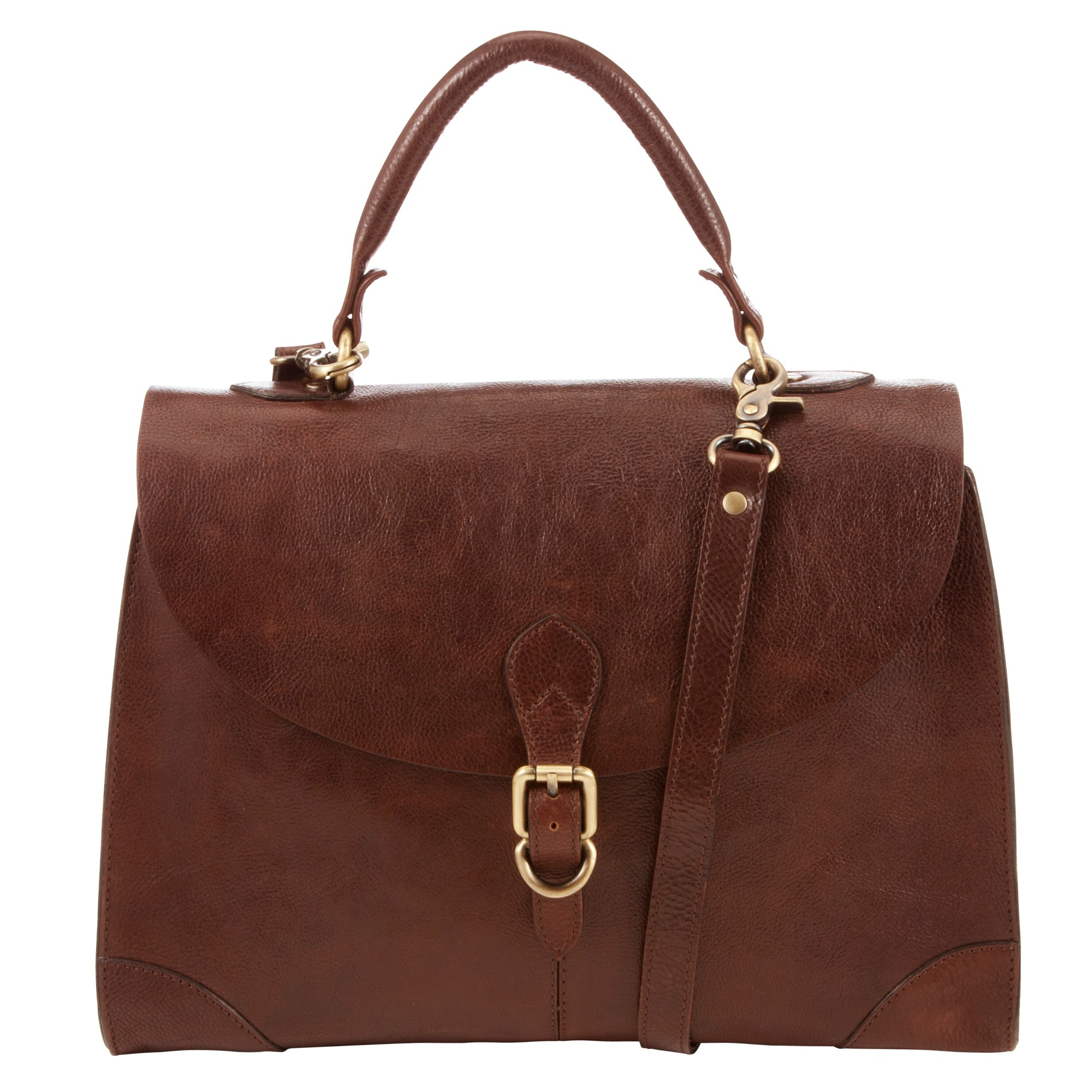 John Lewis Large Leather Top Handle Bag in Brown (Tan) | Lyst