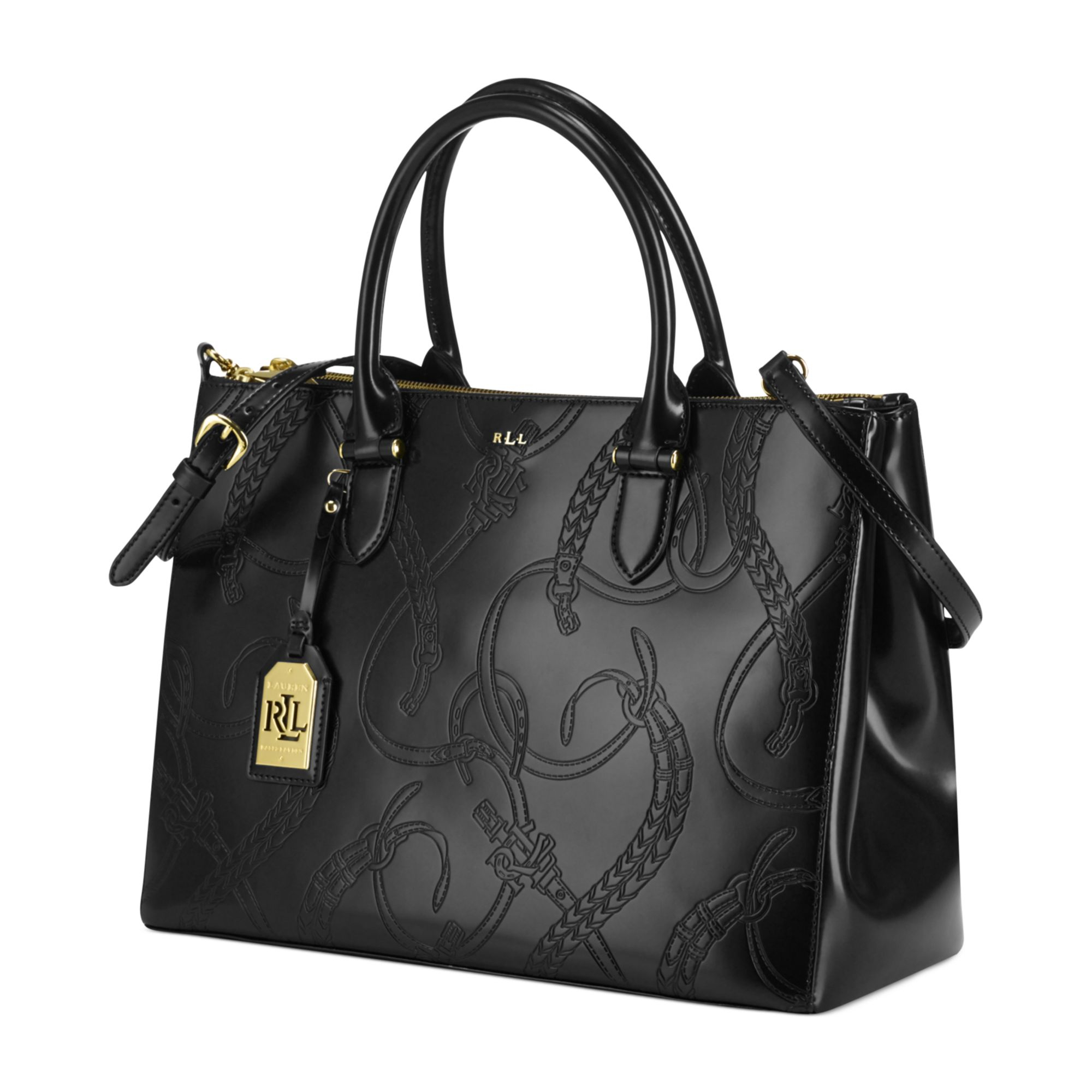 Lauren By Ralph Lauren Taylor Belting Double Zip Satchel in Black Lyst