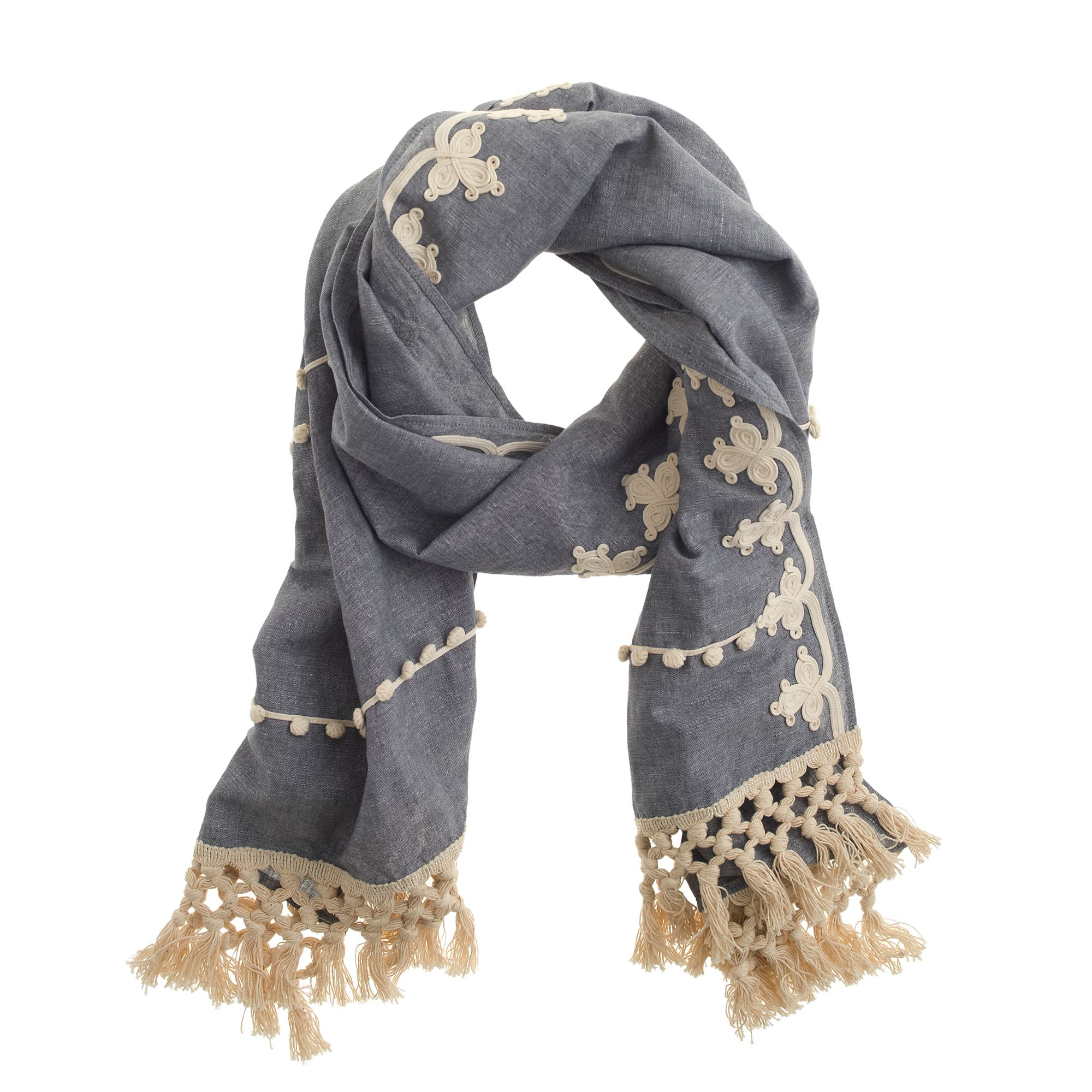 J.crew Embellished Chambray Scarf in Blue (hthr navy) Lyst
