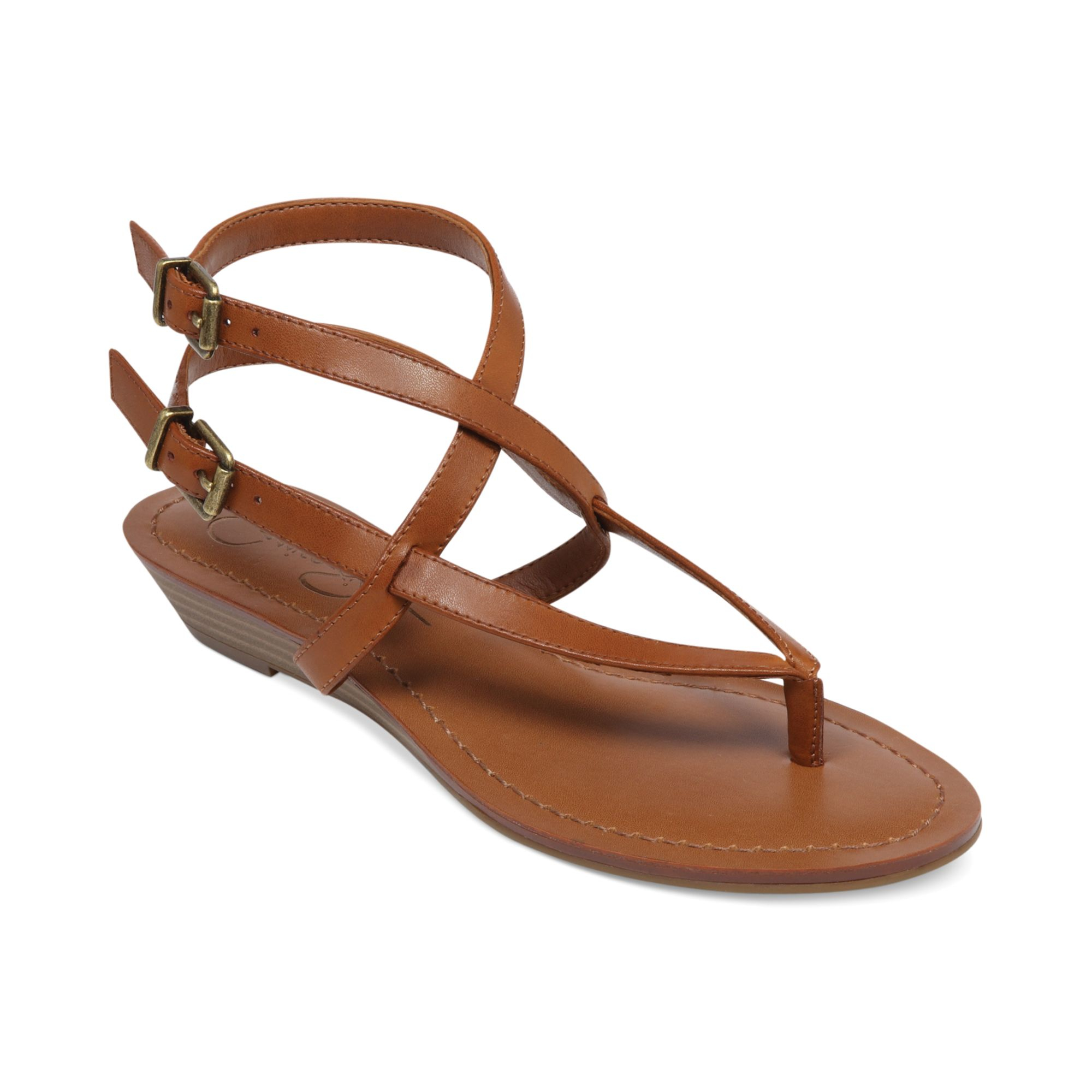 Jessica Simpson Liliane Demi Wedge Thong Sandals in Brown (Light Luggage) | Lyst