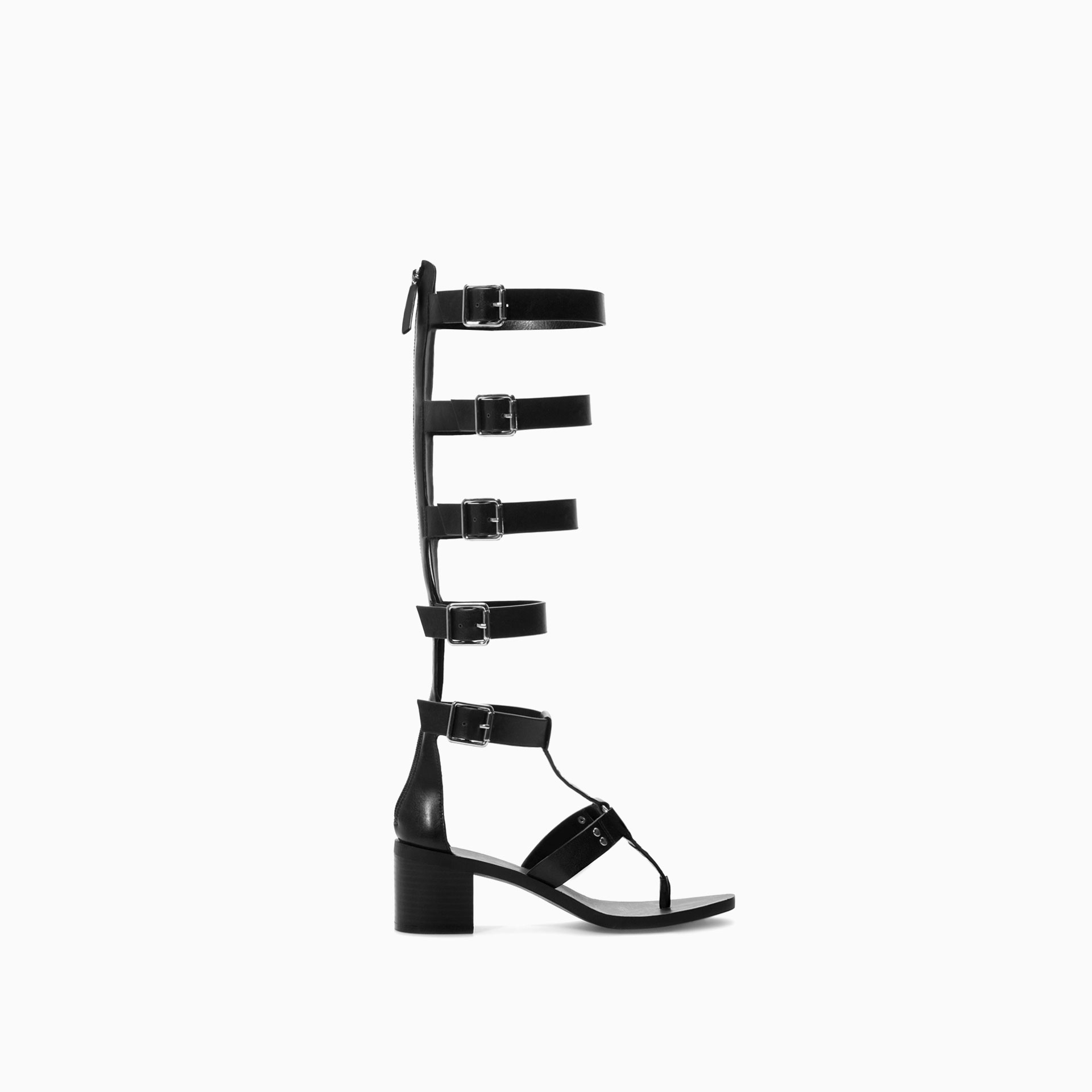 Zara Knee High Gladiator Sandal in Black