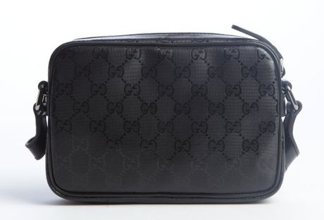 Gucci Black Shiny Gg Plus Small Crossbody Bag in Black | Lyst