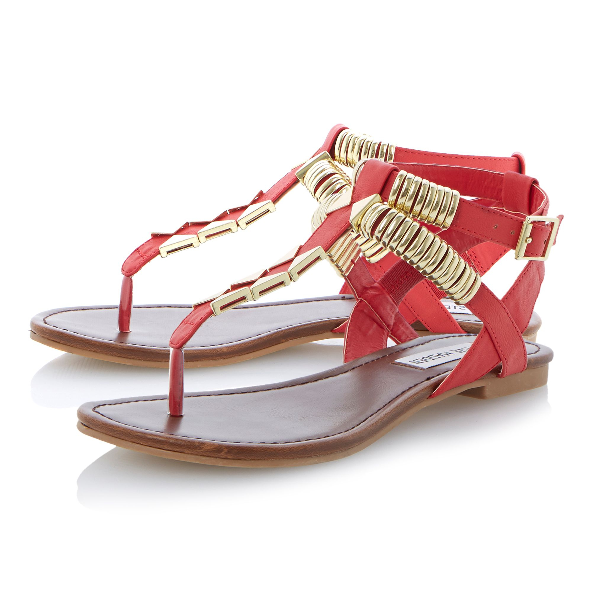 steve madden red flat sandals