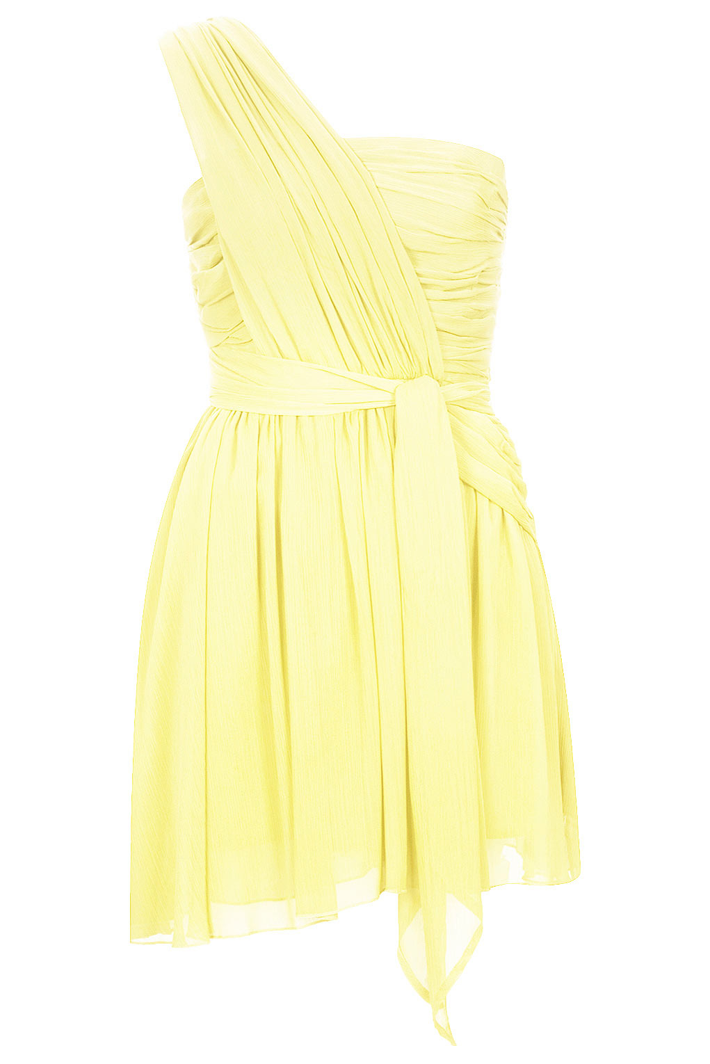 Topshop One Shoulder Chiffon Dress By Kate Moss For in Yellow