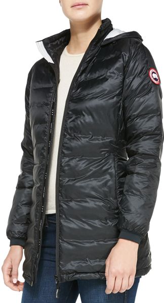 Canada Goose Camp Hooded Midlength Puffer Jacket in Black | Lyst