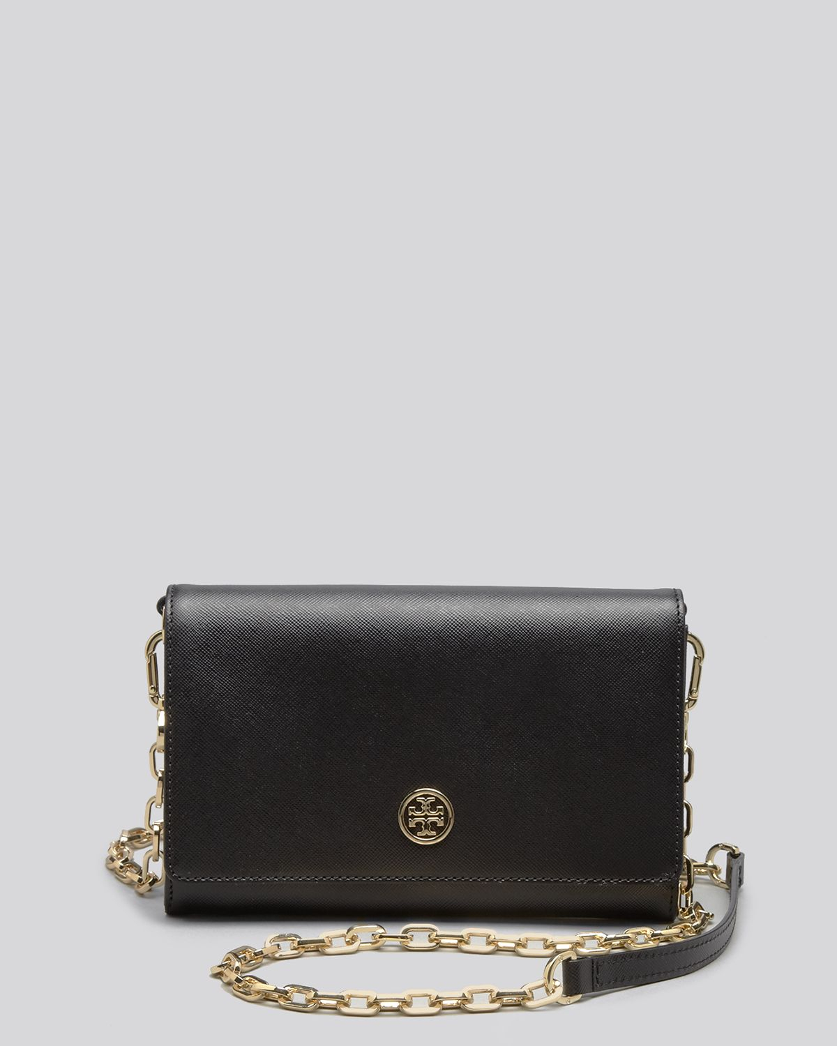 Tory Burch Crossbody Robinson Saffiano Wallet On A Chain in Black Lyst