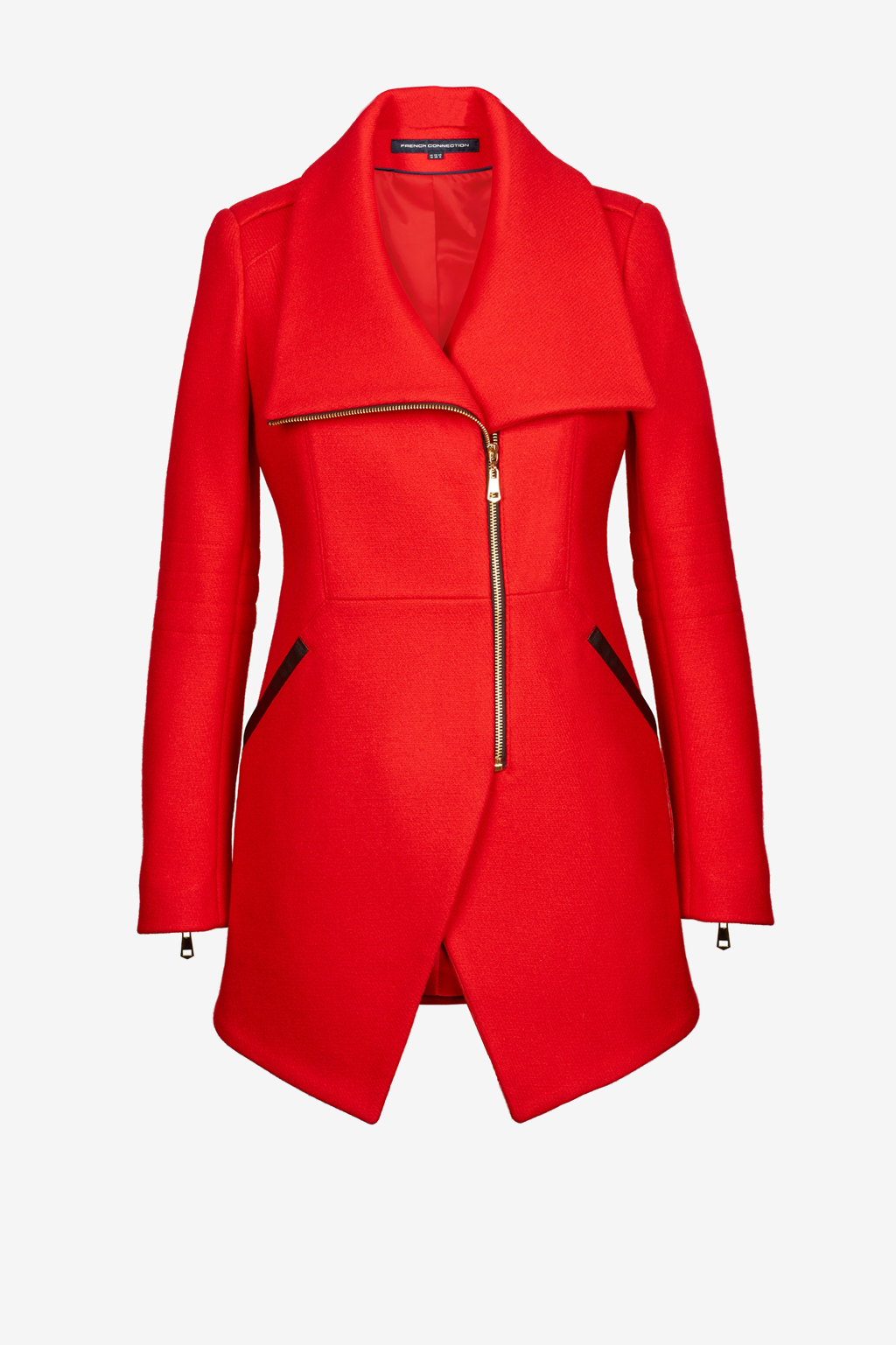 French Connection Cut Away Wool Coat in Red (ROYAL SCARLETT) Lyst