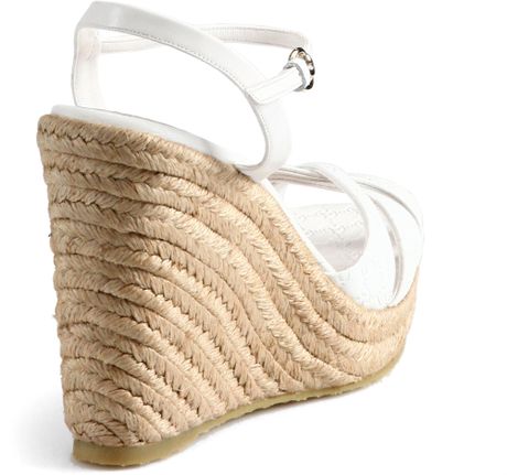 Gucci Penelope Gg Leather Espadrille Wedges in White | Lyst