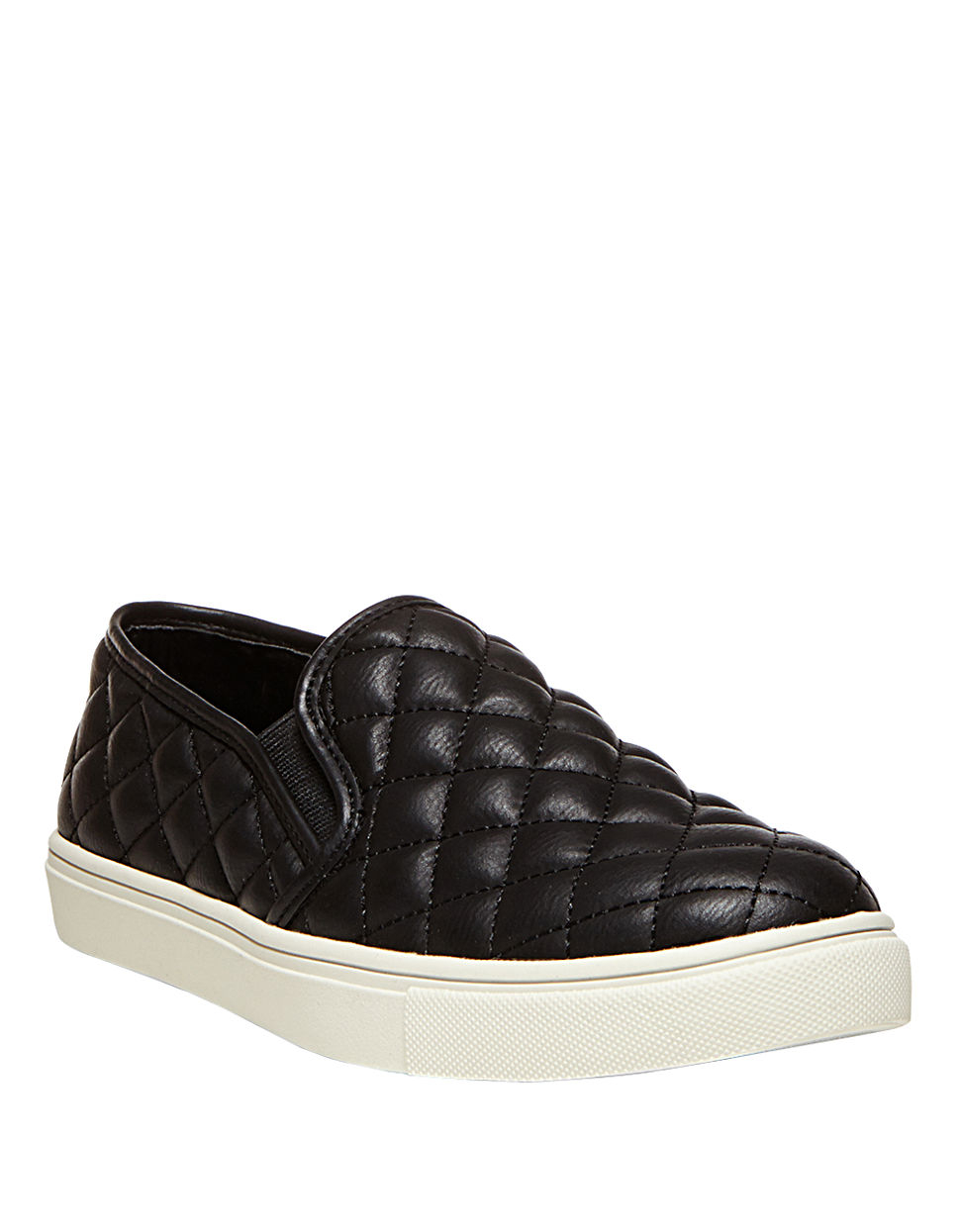 Steve Madden Ecentrcq Quilted Faux Leather Slip-Ons in Black | Lyst
