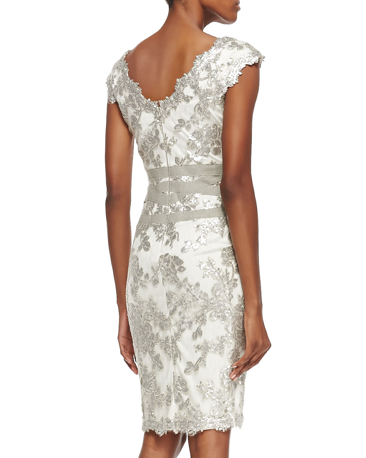 Lyst Tadashi Shoji Sleeveless Sequined Lace Overlay Cocktail Dress In