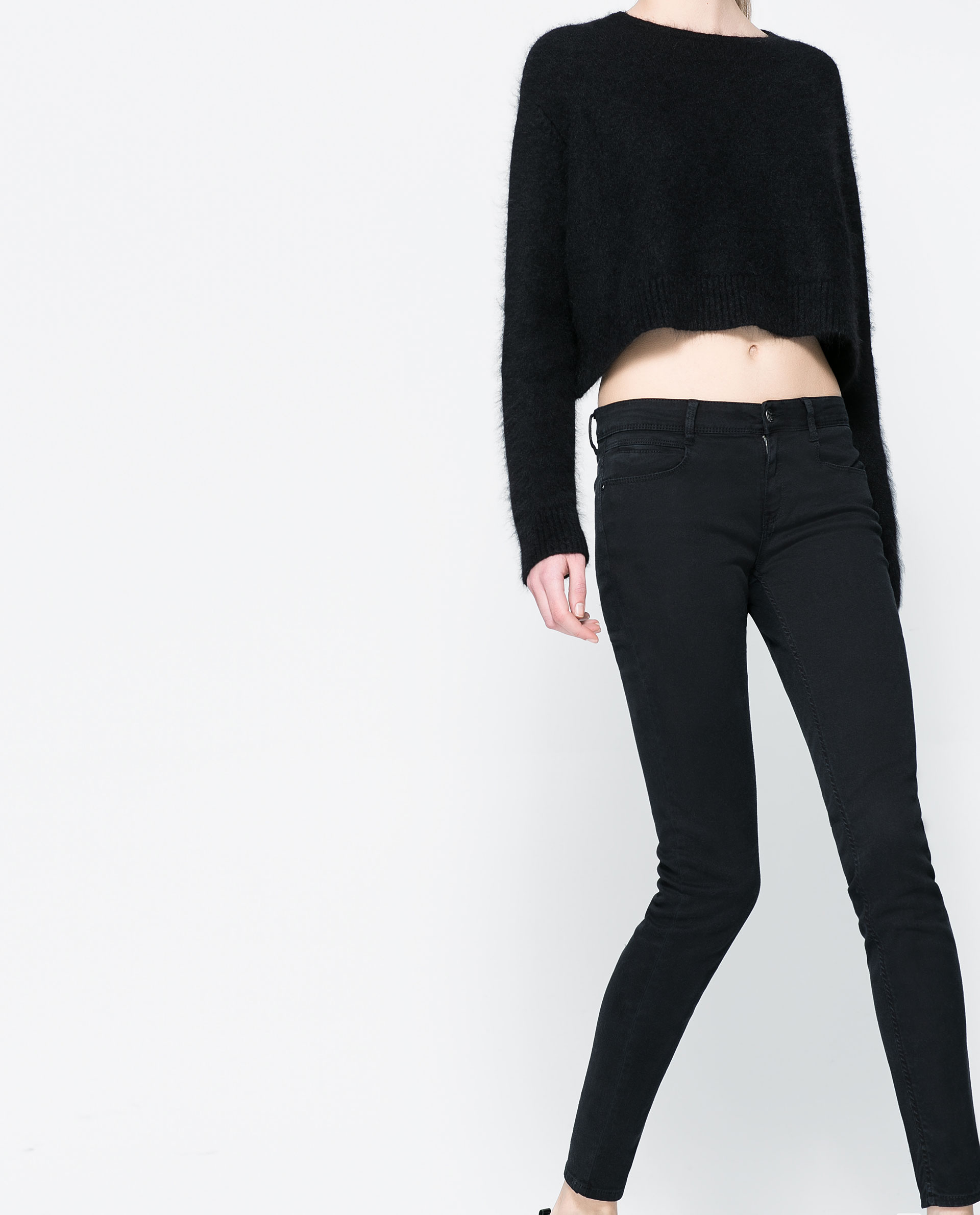 zara black belted trousers