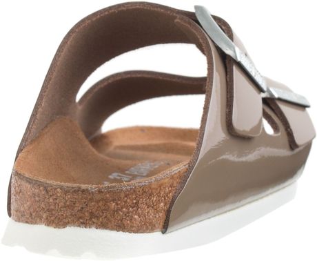 ... Birkenstock For Patent Leather Arizona Sandals in Brown (wet stone