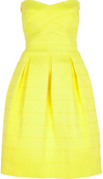 River Island Yellow Bandeau Prom Dress in Yellow