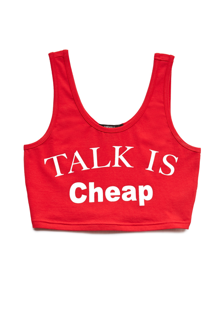 Forever 21 Talk Is Cheap Crop Top in Red (REDWHITE)