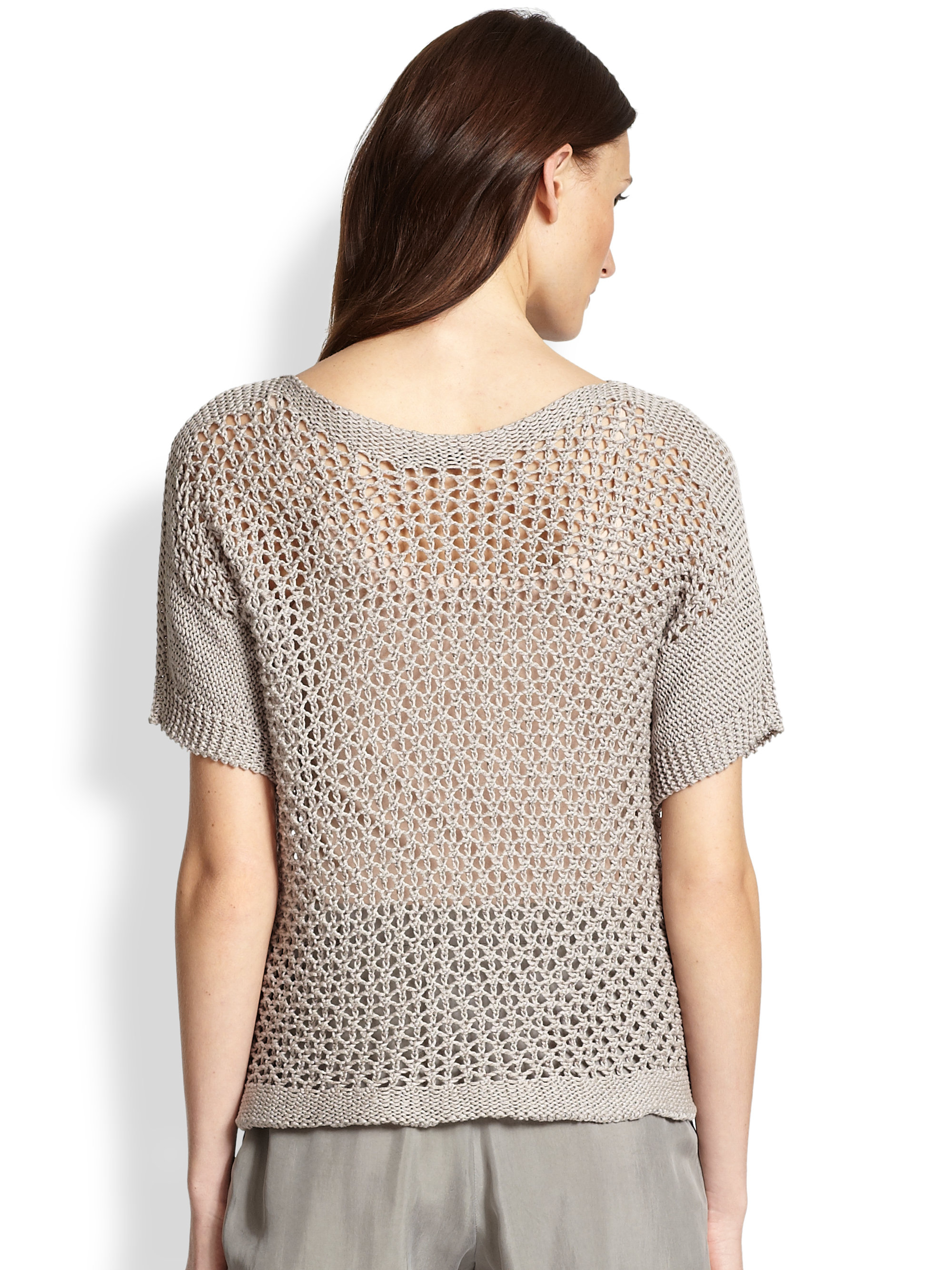 Lyst Peserico Shortsleeve Open Weave Sweater In Natural