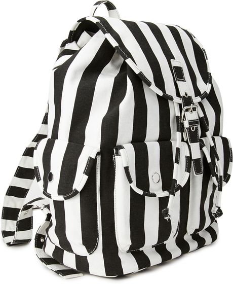 Forever 21 Cool Girl Striped Backpack in Black (Blackwhite)