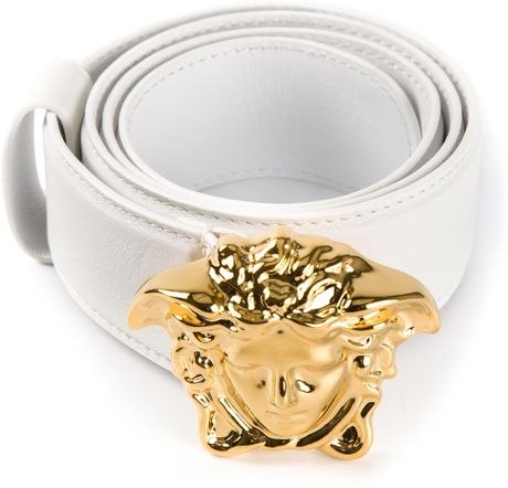 white versace belt gold medusa head