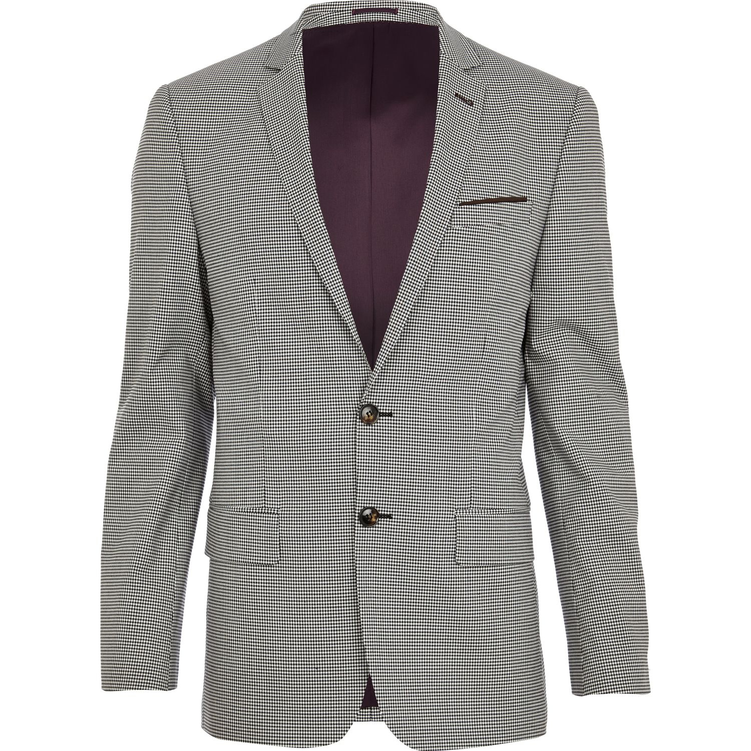 River Island Black and White Dogtooth Skinny Suit Jacket in White for Men (black) Lyst