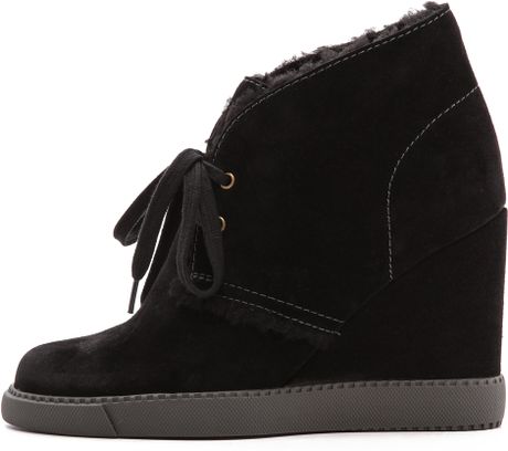 sherpa wedge booties