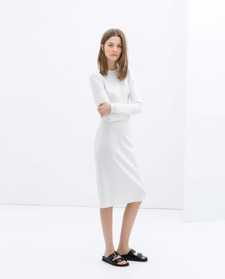 Zara Pencil Skirt in White (Ecru)