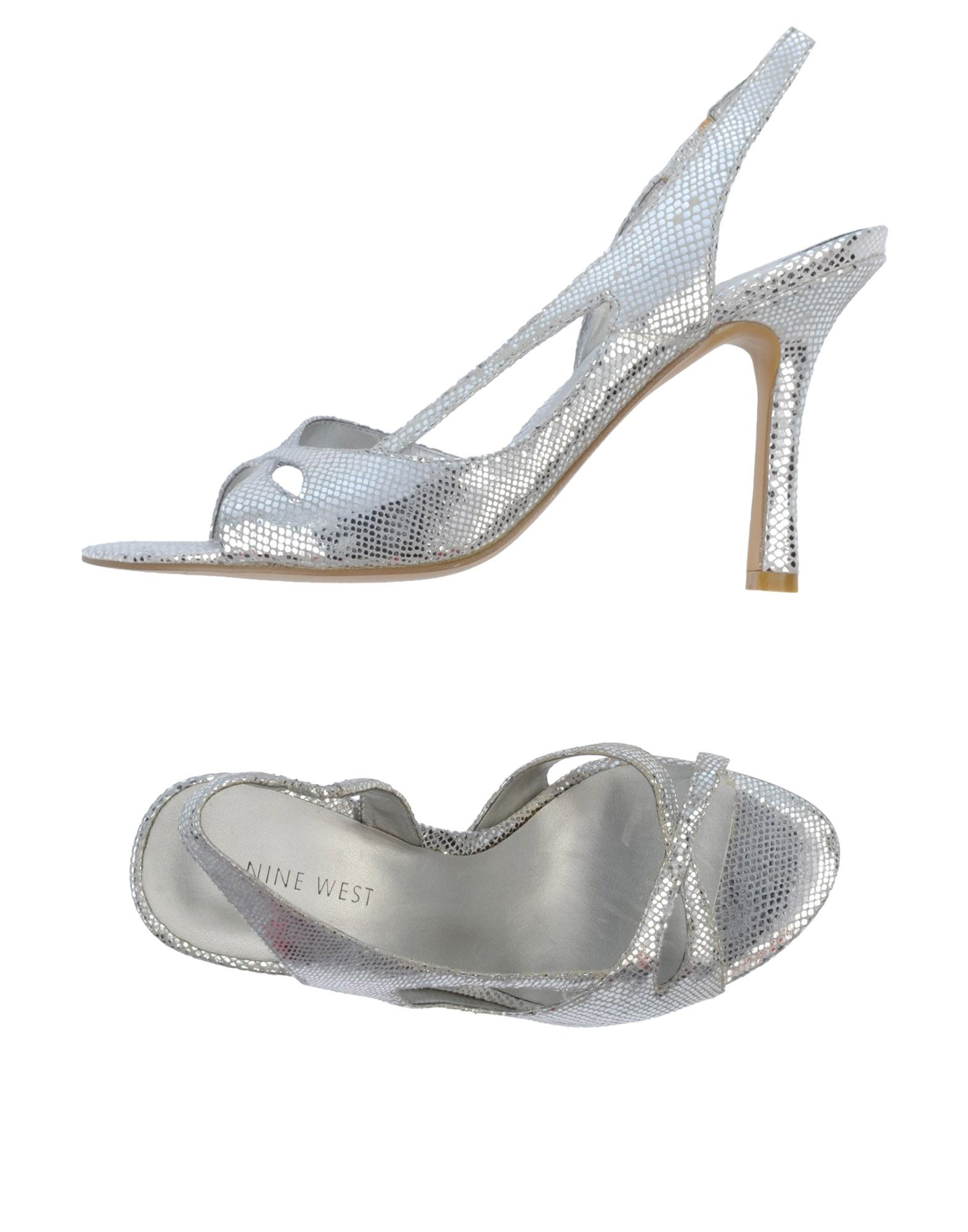 nine west silver flat shoes