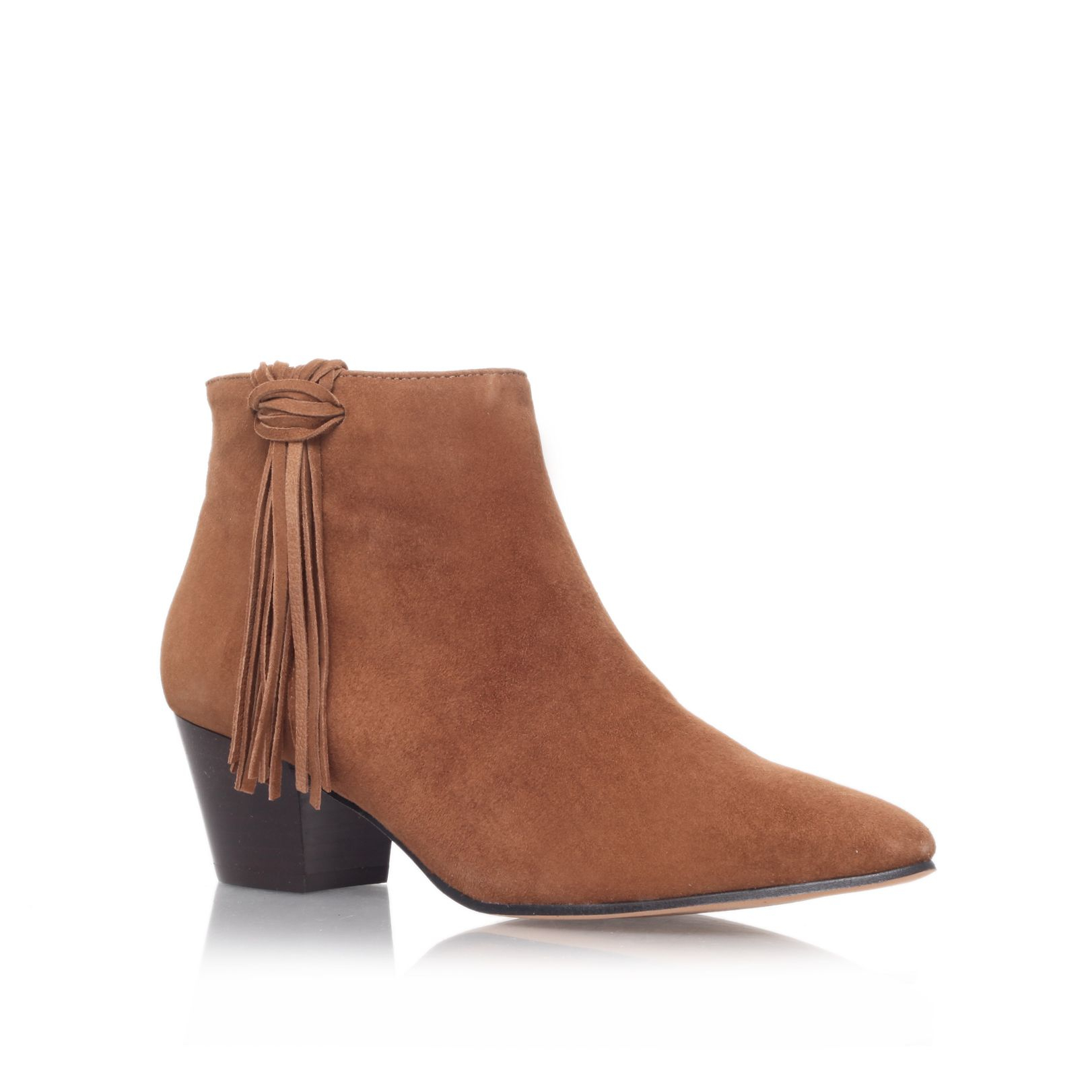 almond toe block heel booties