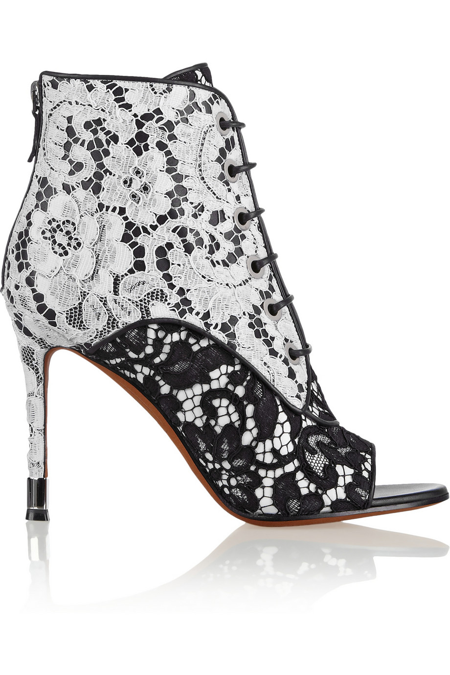 Givenchy Lace On Black and White Leather Ankle Boots in