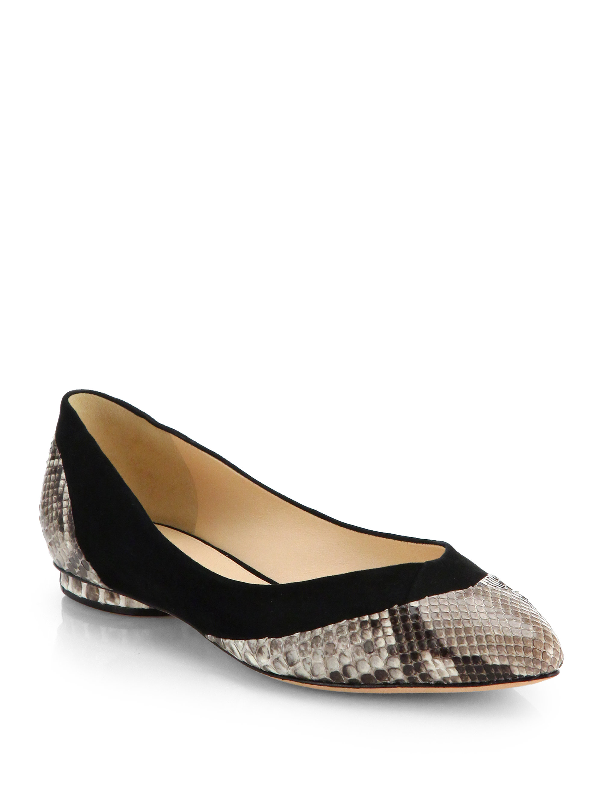 alexandre birman python suede ballet flats in black black alexandre birman python suede ballet flats in black black