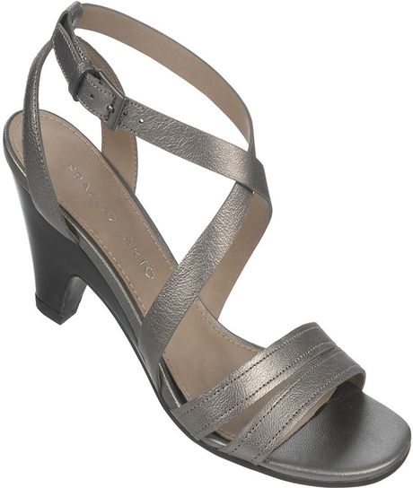 Franco Sarto Province Brazilla Leather Heeled Sandals in Gray (Pewter ...