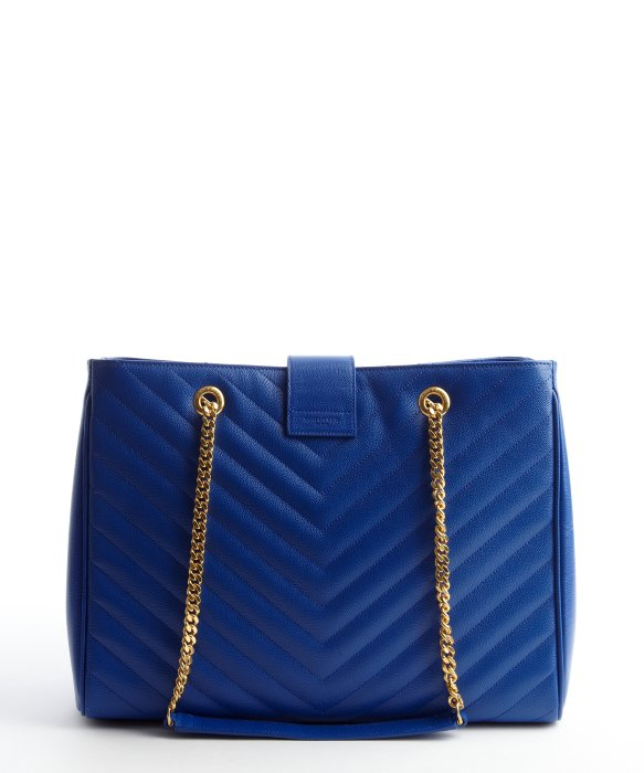 Saint Laurent Royal Blue Quilted Leather Classic Monogramme Chain Strap Shoulder Bag in Blue | Lyst