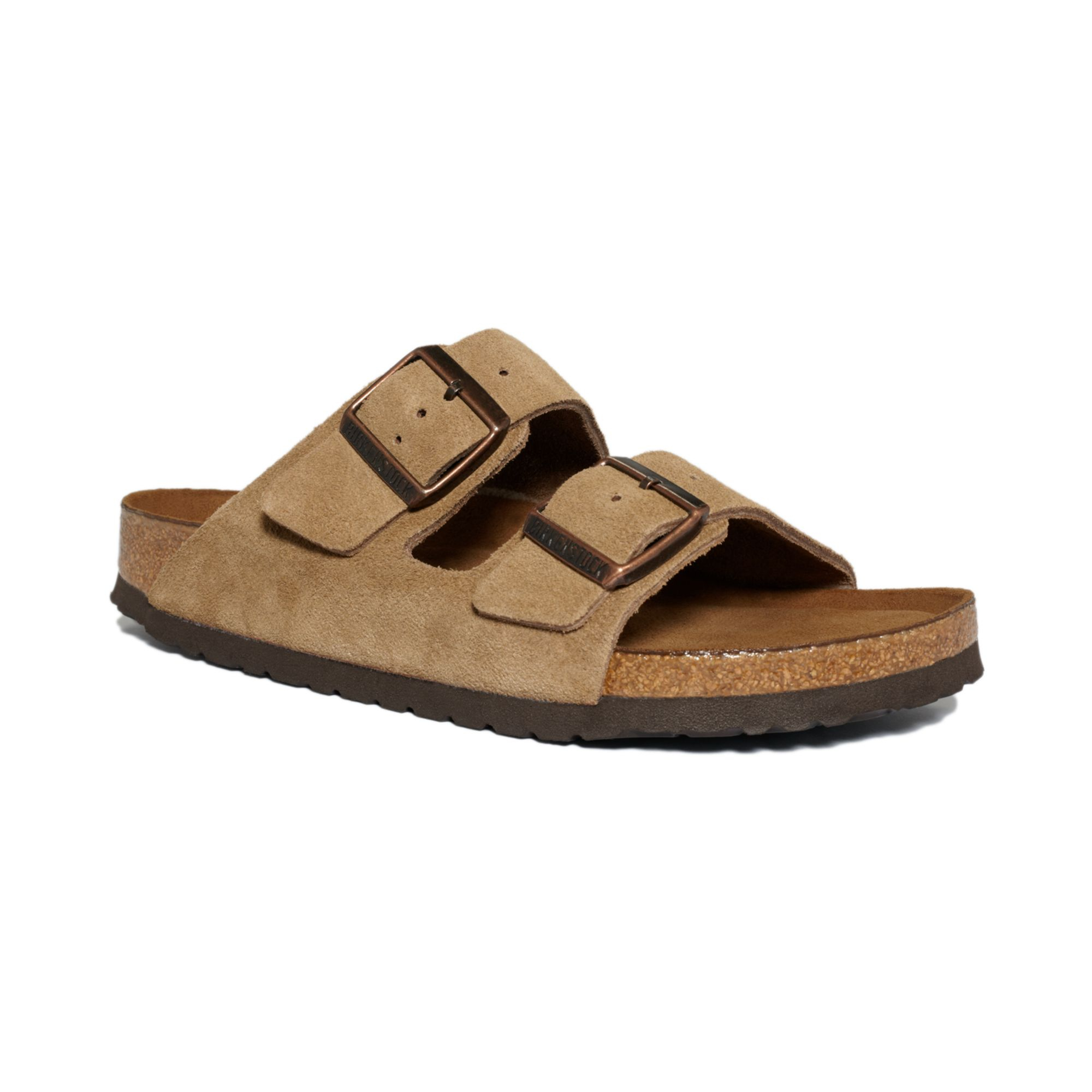 Birkenstock Arizona Soft Footbed Two Band Suede Sandals in Brown for ...