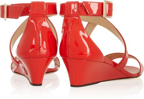 Jimmy Choo Chiara Patent Leather Sandals in Red | Lyst