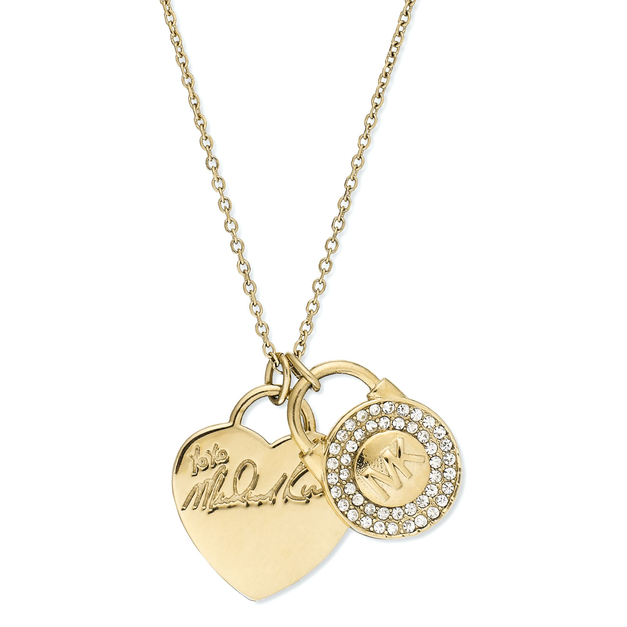 Michael Kors Goldtone Heart and Pave Lock Charm Necklace A Macys Exclusive in Gold | Lyst