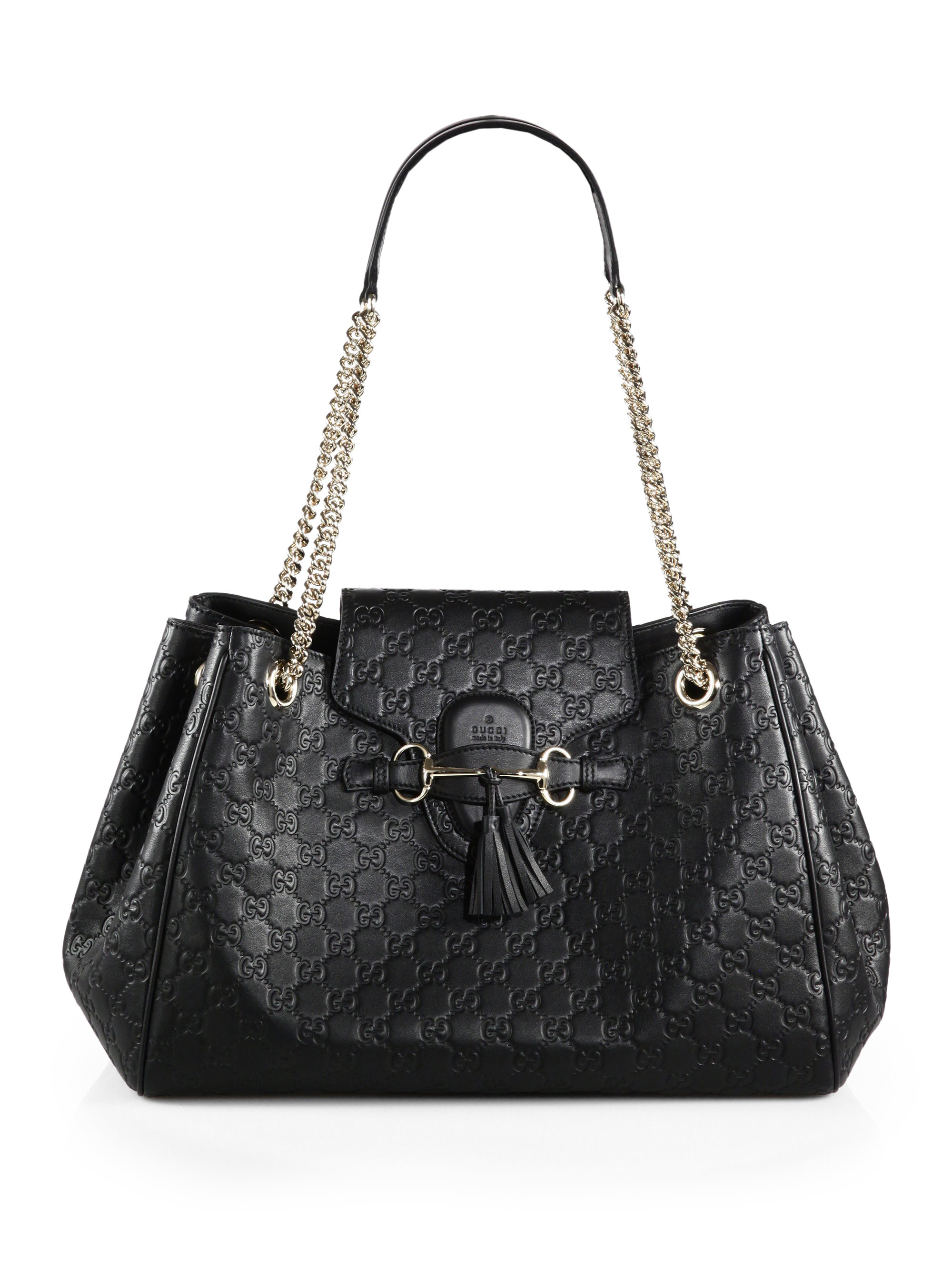 Gucci Emily Ssima Leather Shoulder Bag in Black | Lyst