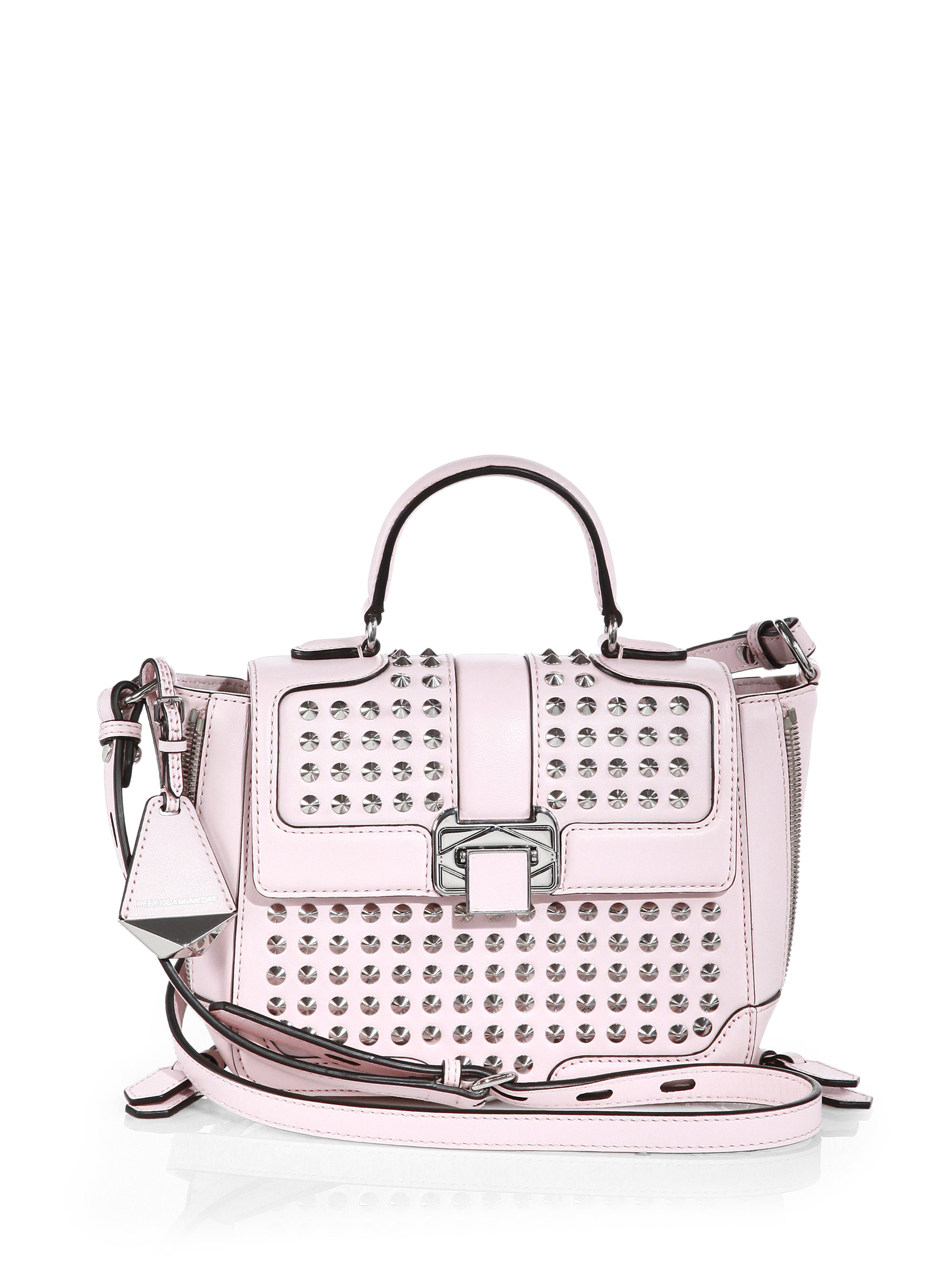 Rebecca Minkoff Elle Studded Mini Shoulder Bag in Pink (PALE PINK) Lyst