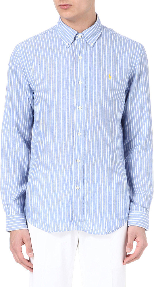 slim fit striped linen shirt ralph lauren