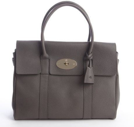 Mulberry Stone Grey Pebbled Leather Bayswater Top Handle Bag in Gray (grey)