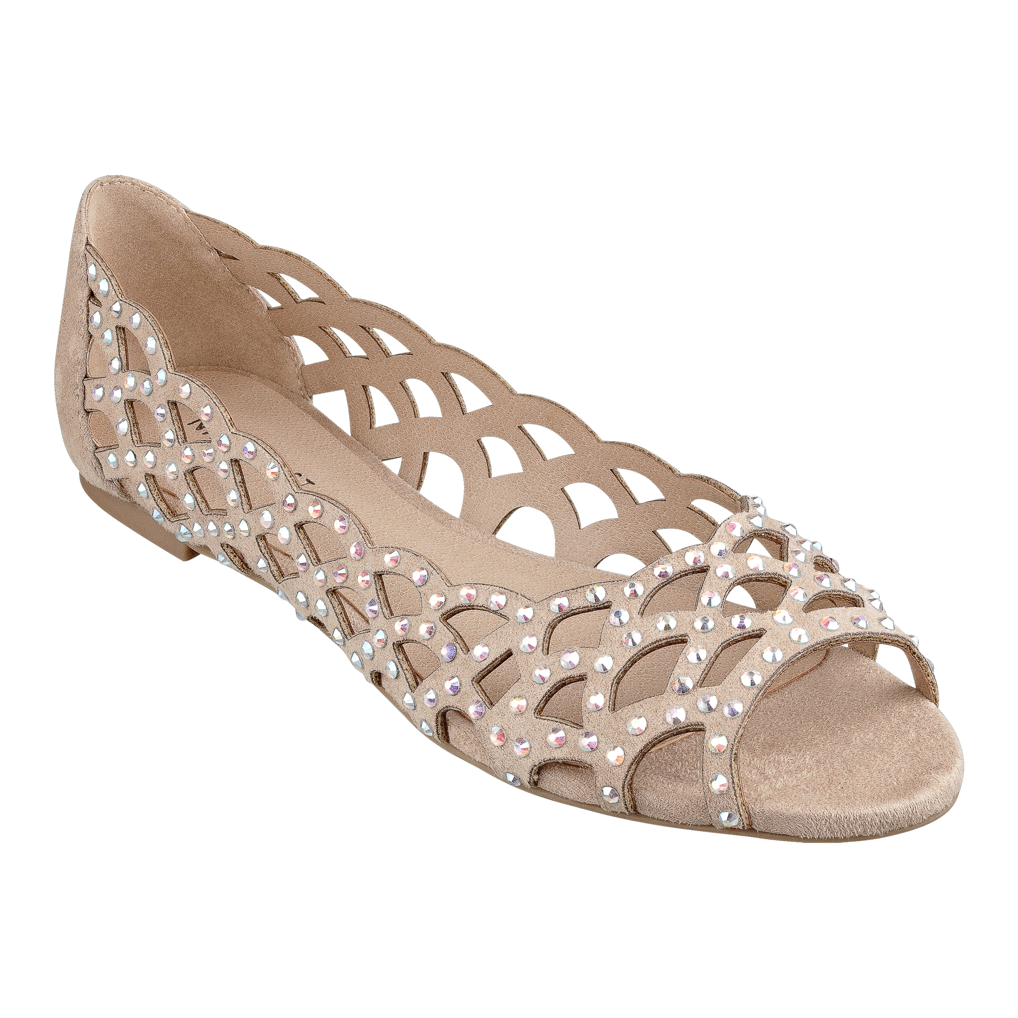peep toe flats tan